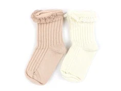 Lil Atelier rose dust/turtledove strømper bomuld (2-pack)